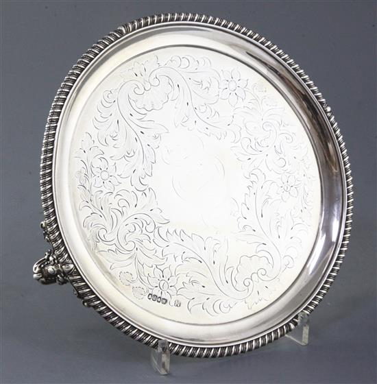 An early Victorian silver salver by Richard Pierce & George Burrows, 12.5 oz.